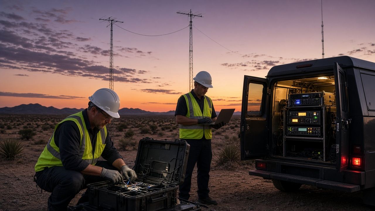 Telecom restoration field crew working on site